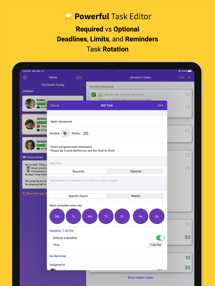 Privilege Points Chore Tracker