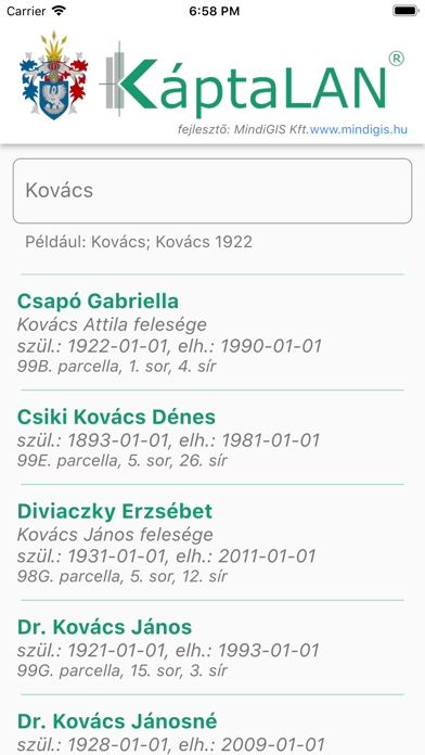 Screenshot #2 pour Gödöllő KáptaLAN  -Temető