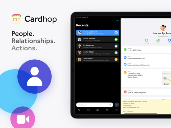 Cardhop Contacts iPad app afbeelding 1