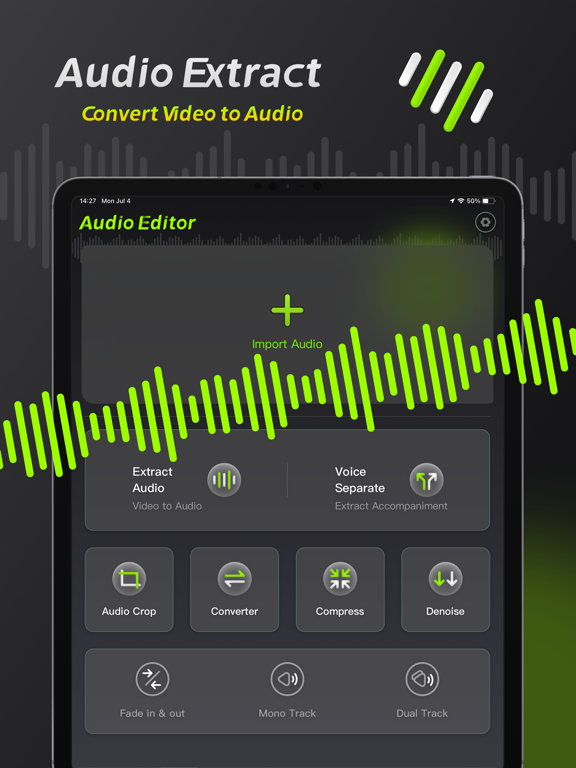 Audio Editor: Video to Audio iPad screenshot 1 - Music app