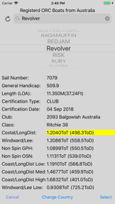 Sailing Handicap Calculator screenshot
