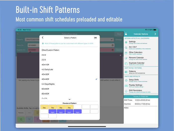 My Shift Planner - Calendar
