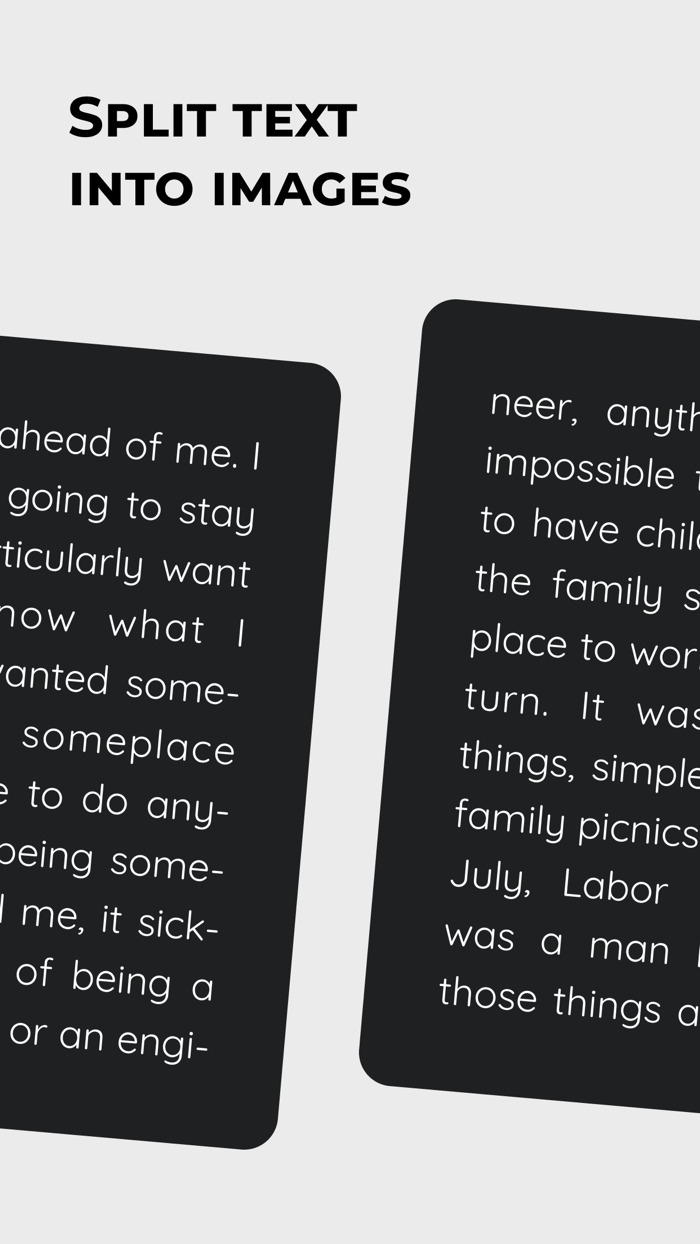 Splitext Text posts and stories