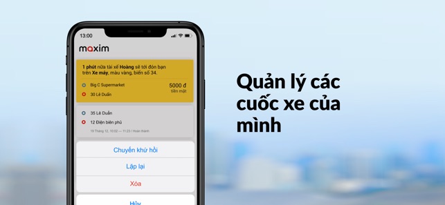 Maxim: Đặt xe và giao hàng