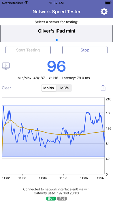 Screenshot #2 for Network Speed Tester Client