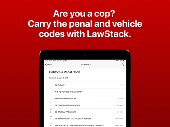 LawStack: CFR,USC,Statutes,Law iPad screenshot
