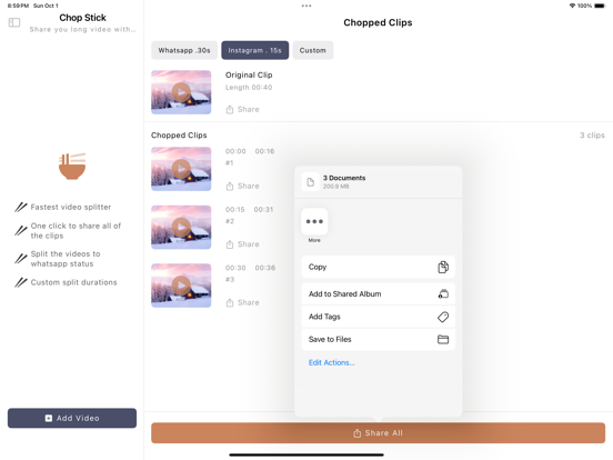 Screenshot #5 pour Chop Sticks - Video Cutter