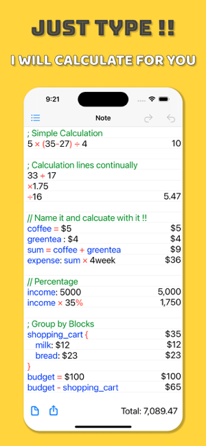 ‎Note Calculator - Text Editor Screenshot