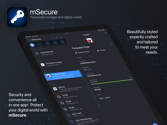 Password Manager - mSecure iPad app afbeelding 1