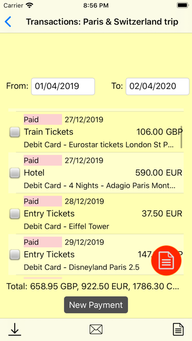 Pocket CashBook Screenshot