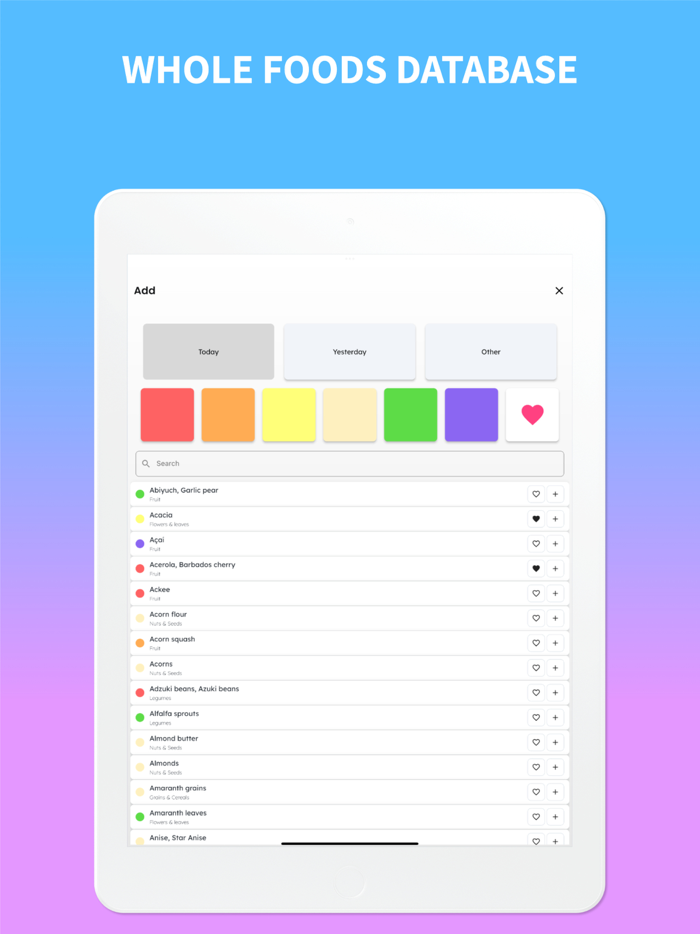 Rainbow Diet Food Journal