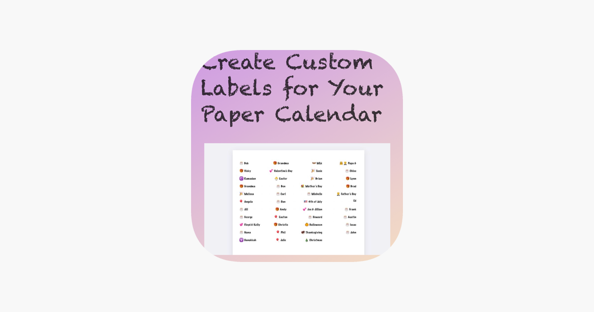  app store calendar labels