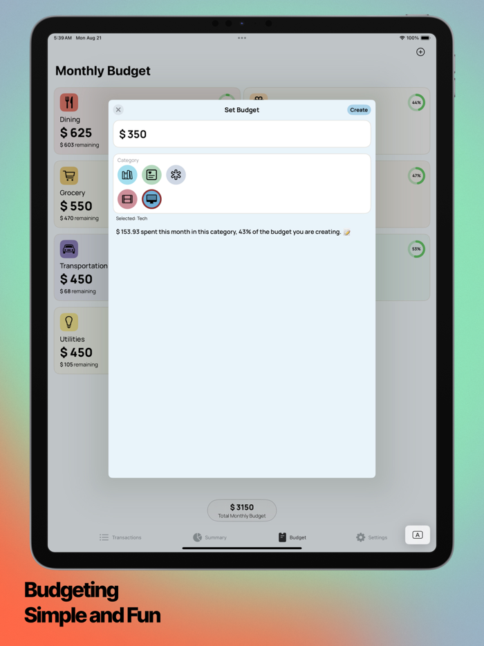 Budgie Expense and Budget