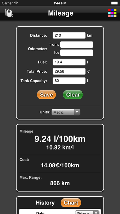 Mileage Screenshot