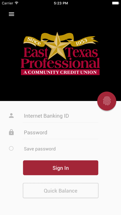 East Texas Prof Credit Union Screenshot
