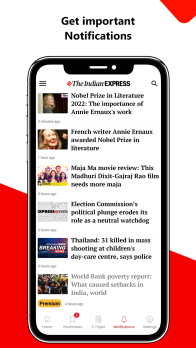 Indian Express News + Epaper Screenshot