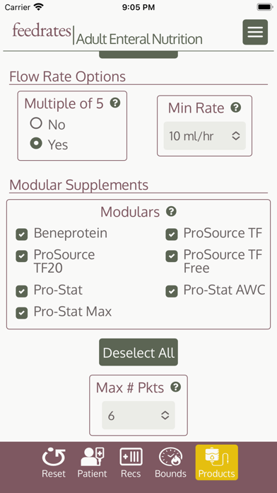 FeedRates - Adult Tube Feeding Screenshot