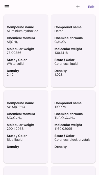 Chemical memo Screenshot