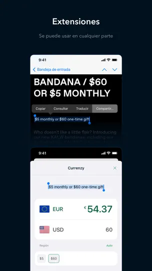 Captura de pantalla de Currenzy en iPhone 9
