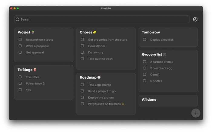 Checklist - Get things done