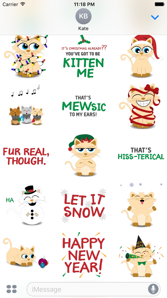 #3. Christmas Kitties Sticker Pack (iOS) By: Bella Fiore Studios, LLC