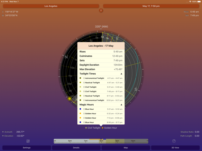 Sun Seeker - Скриншот трекера и компаса