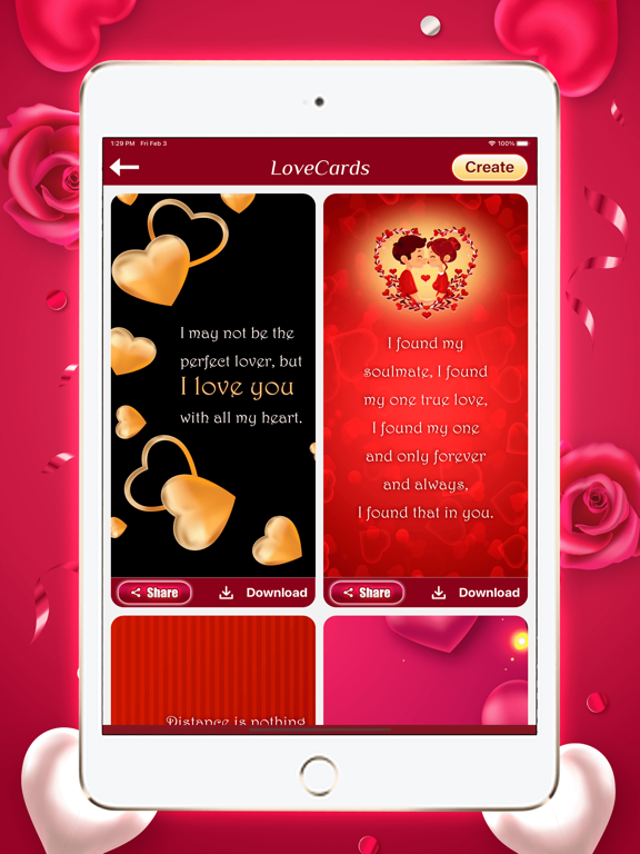 Love Quiz Cards Quotes iPad screenshot 7 - Entertainment app