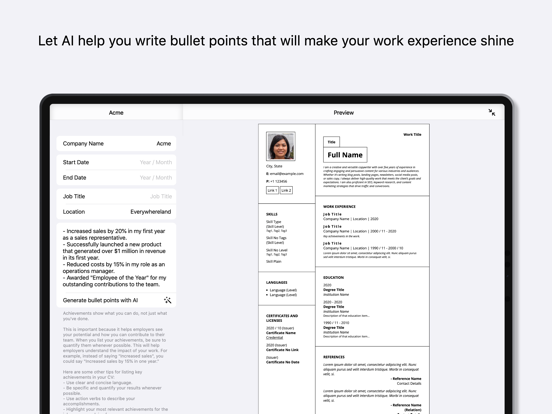 Generavitae: AI resume builder iPad screenshot 6 - Business app