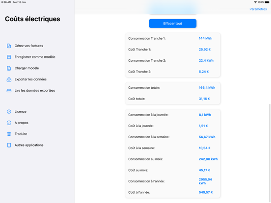 Screenshot #5 pour Coûts électriques