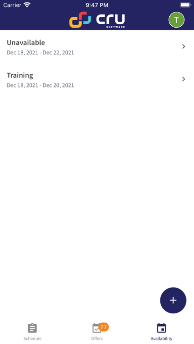 CRU Rostering Screenshot