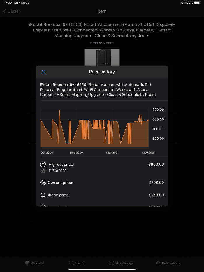 Dexter Price Alert for Amazon