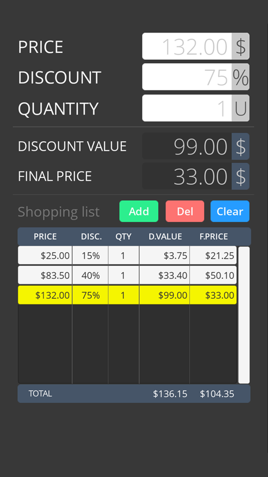 Discount Calculator with List - 1.4 - (iOS)