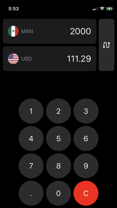 Pesos to Dollars Conversion Screenshot