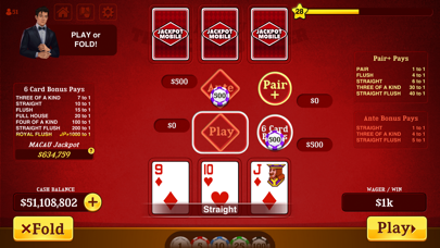 Triple Card Poker Casino Screenshot