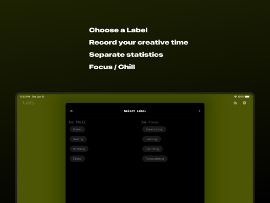Lofi. - lofi & time-tracking iPad screenshot 3 - Productivity app