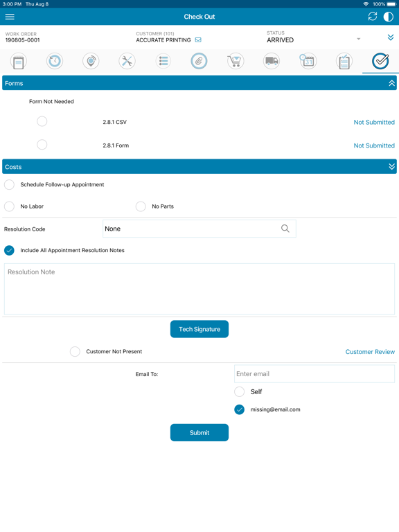 TechPro Field Service App iPad screenshot