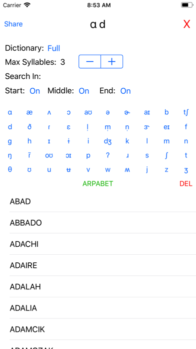 Phonemic Dictionary Screenshot