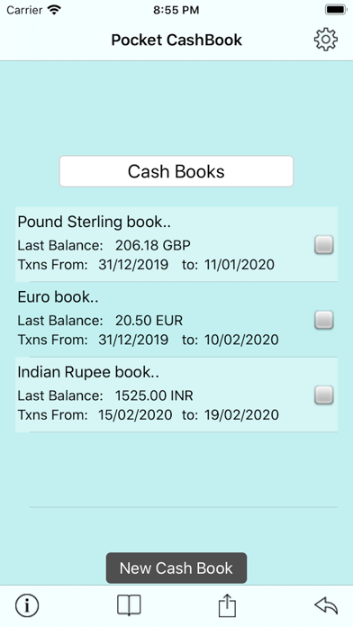 Pocket CashBook Screenshot