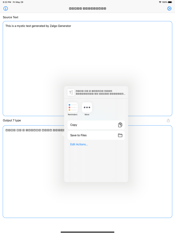 Zalgo Generator iPad screenshot 5 - Entertainment app