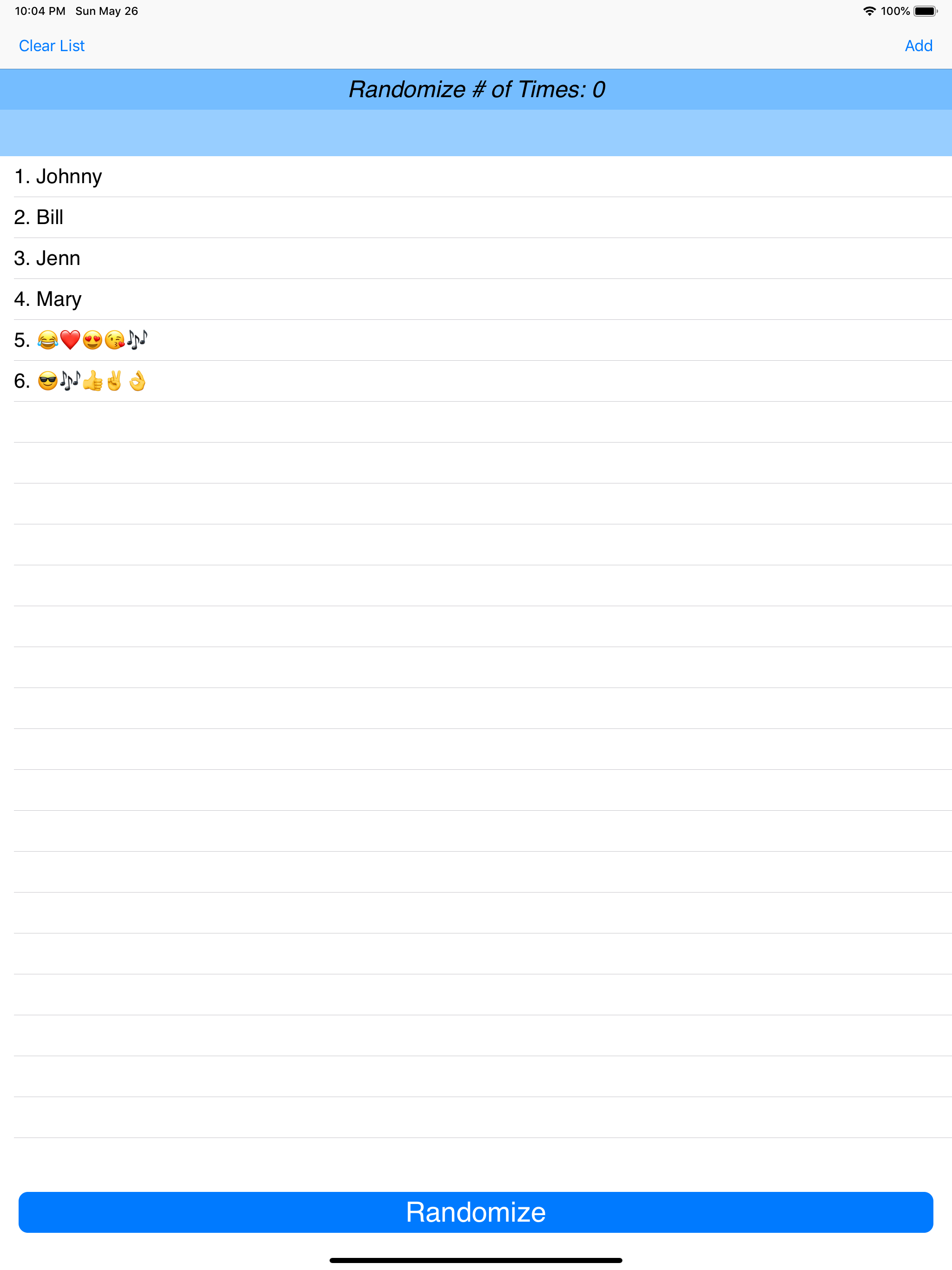 Randomize List