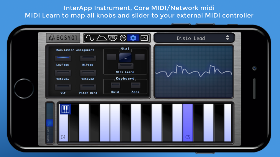 #4. EGSY01 Analog Synth (iOS) Podle: Elliott Garage