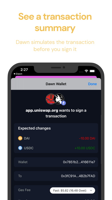 Dawn - Ethereum Wallet Screenshot