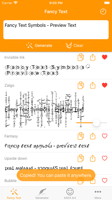 Fancy Text Symbols Screenshot
