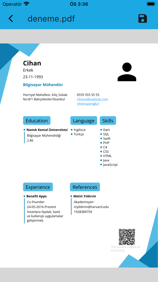 #6. CV Master (iOS) Podle: Cihan Uyaroglu