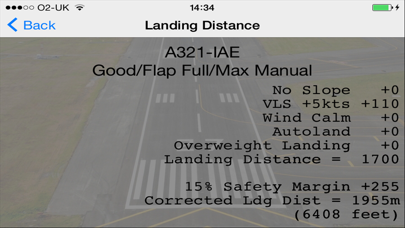 A319/320/321 Landing Dist Calc Screenshot