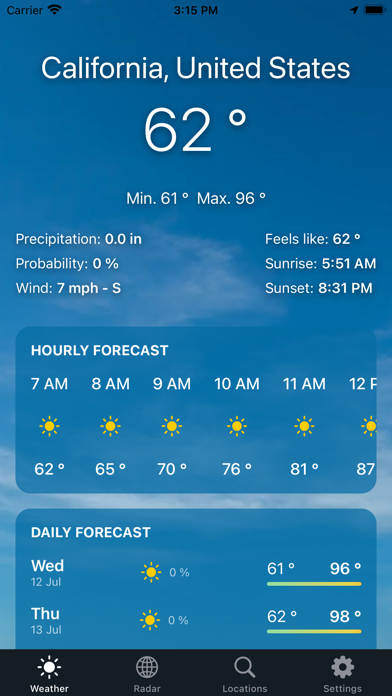 Weather ´ Screenshot