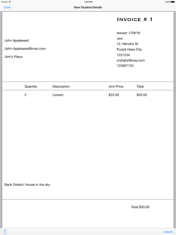 Invoice Small Business iPad screenshot 2 - Business app
