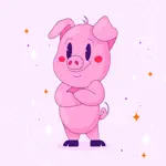 Animated Pink Pig Stickers App Contact