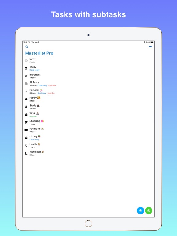 Masterlist: Focus & Tasks iPad screenshot 8 - Productivity app