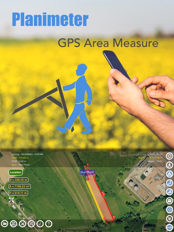 面積計 地図上に GPS フィールド距離や面積を測定のおすすめ画像1